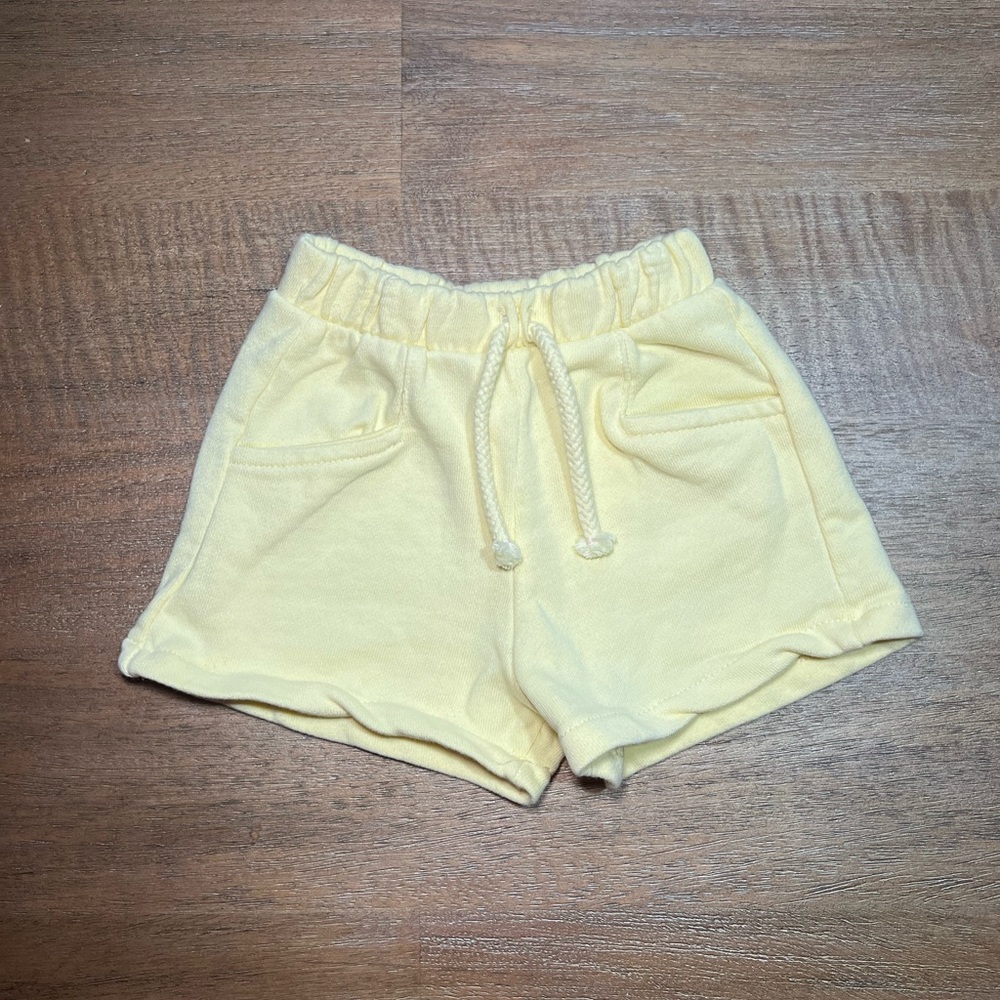 Zara Yellow Elastic Waist Shorts